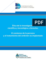 CECTE - Ética de la investigación científica tecnológica y Derecho el comienzo de la persona y el tratamiento del embrión no implantado.pdf