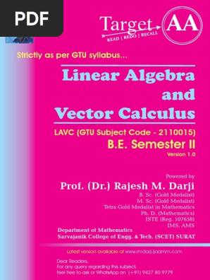 Linear Algebra And Vector Calculus Matrix Mathematics Mathematical Concepts