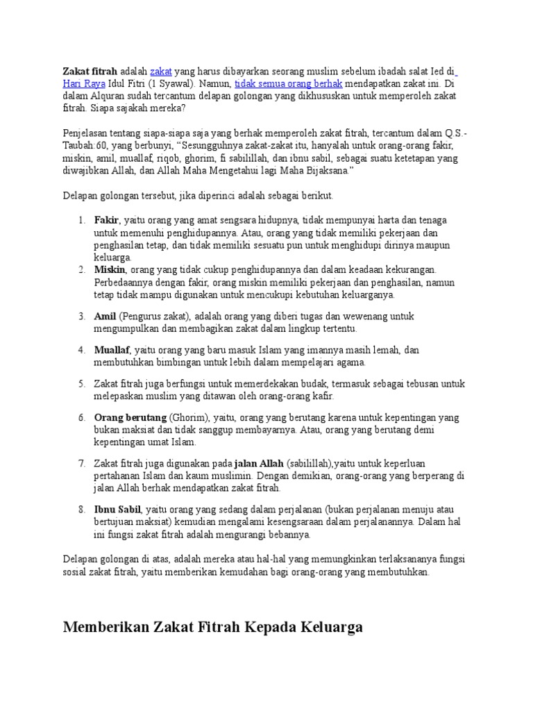 Sebutkan Golongan Yg Berhak Menerima Zakat - Coba Sebutkan