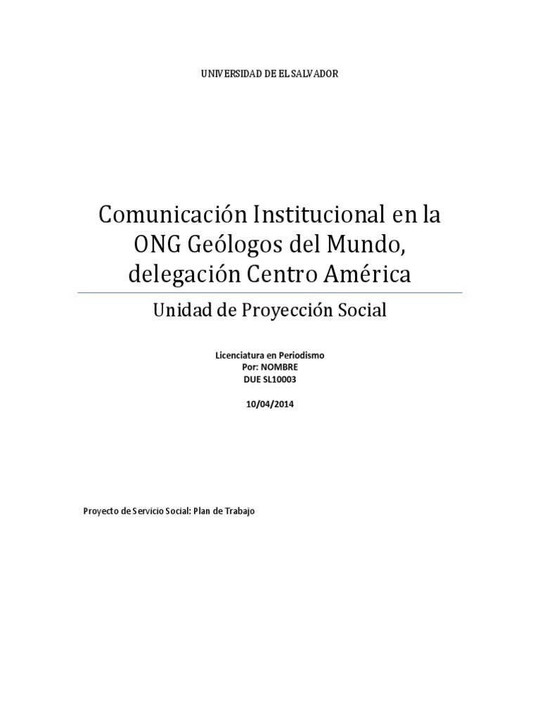 Plan de Trabajo Servicio Social | PDF | Organización no gubernamental