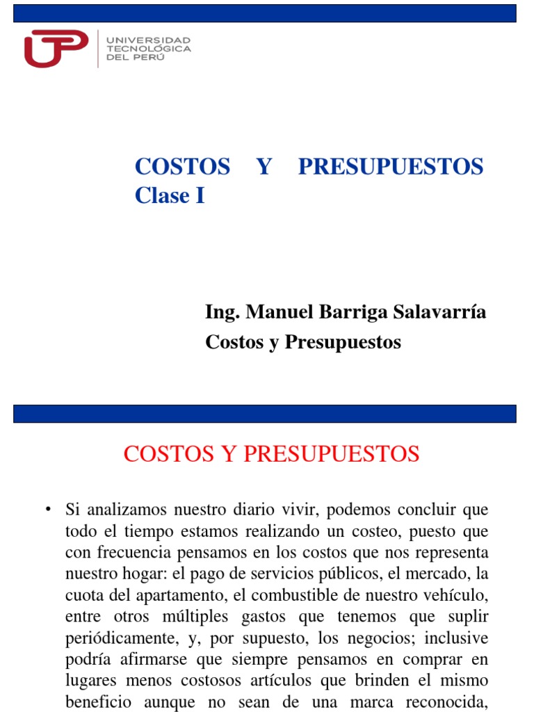 Costos y Presupuestos - Clase 1 | PDF | Costo | Presupuesto