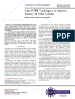 Survey on various MPPT Techniques to Improve Efficiency of Solar System