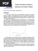 Estatística - Regressão Linear Simples e Múltipla