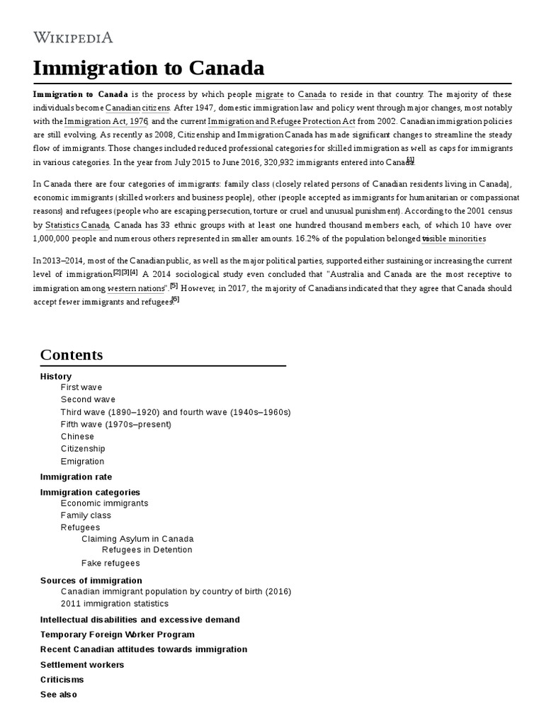 Immigration to Canada Immigration Canada