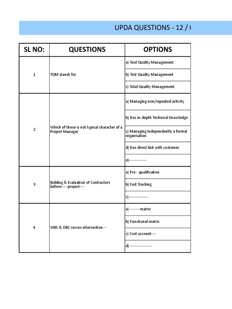 UPDA Exam Sample Questions 2014 | PDF