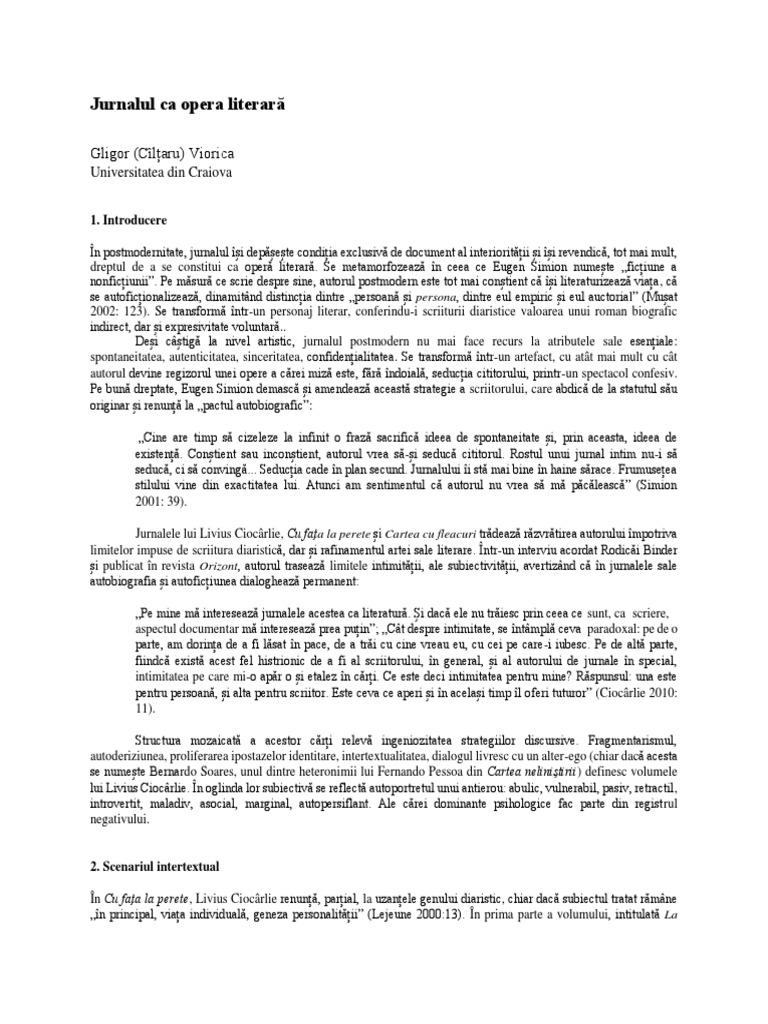 Jurnalul CA Opera Literara | PDF