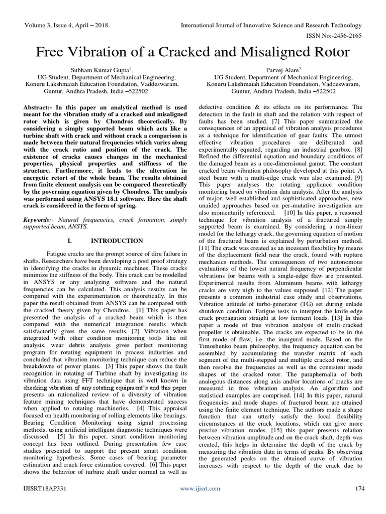 Free Vibration of A Cracked and Misaligned Rotor | PDF | Stiffness ...