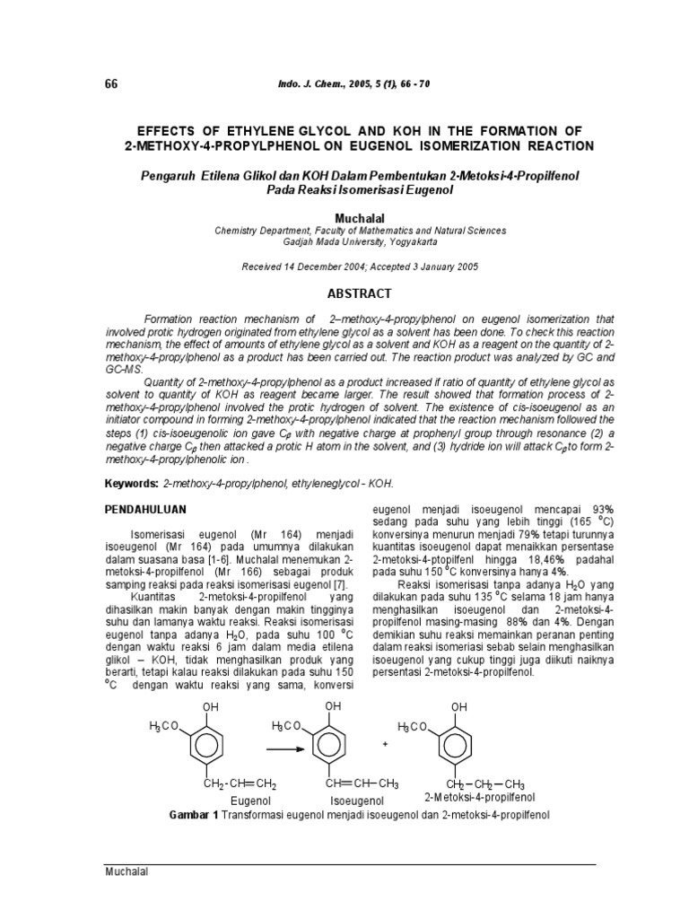 Ethylene Glycol and KOH Effects on 2-Methoxy-4-Propylphenol Formation | PDF