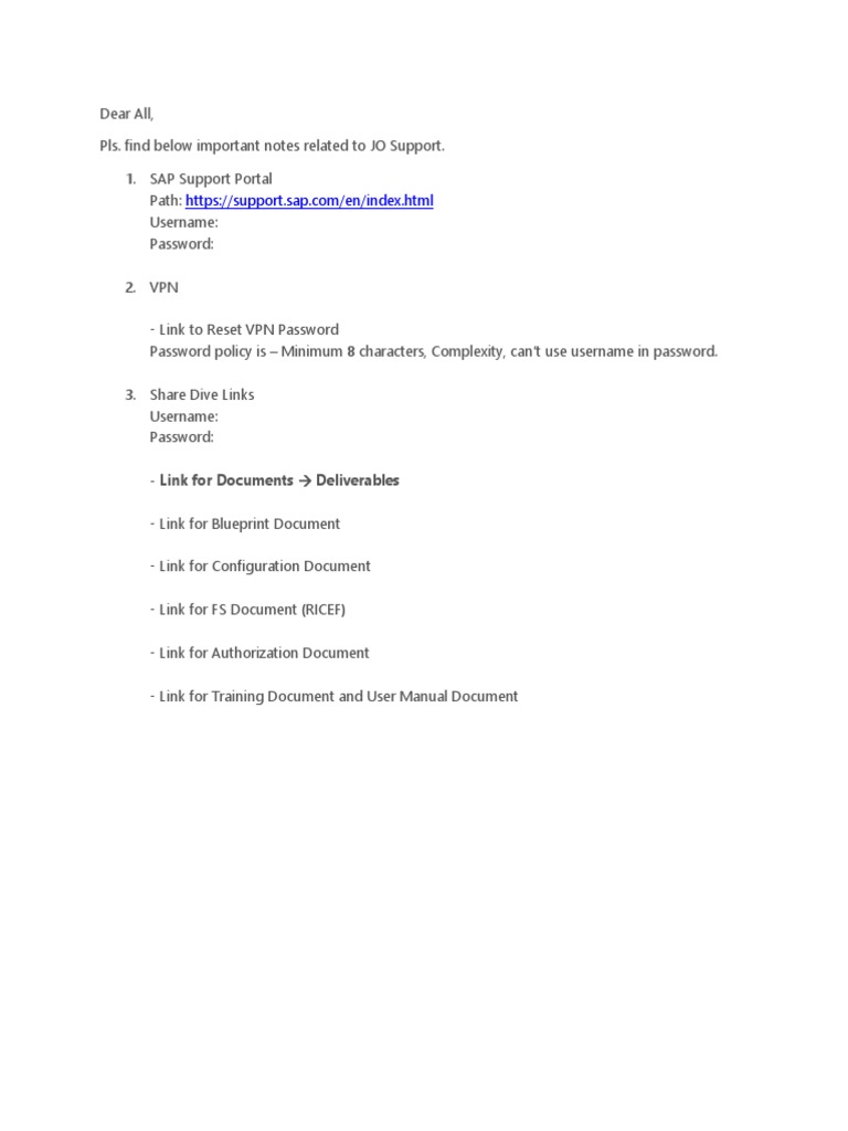 JO Support Access Instructions | PDF