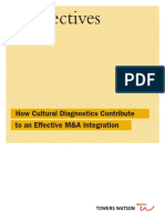 How Cultural Diagnostics Contribute to an Effective M&a Integration
