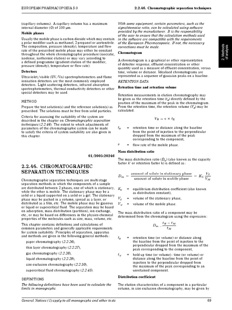 Chromatographic Techniques in EP 2.2.46 | PDF | Chromatography | High ...