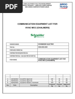 Communication Equipment List For Hvac MCC (Chalmers)