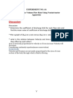 Discussion:: Experiment No. (4) Estimation The Volume Flow Rate Using Venturi-Meter Apparatus