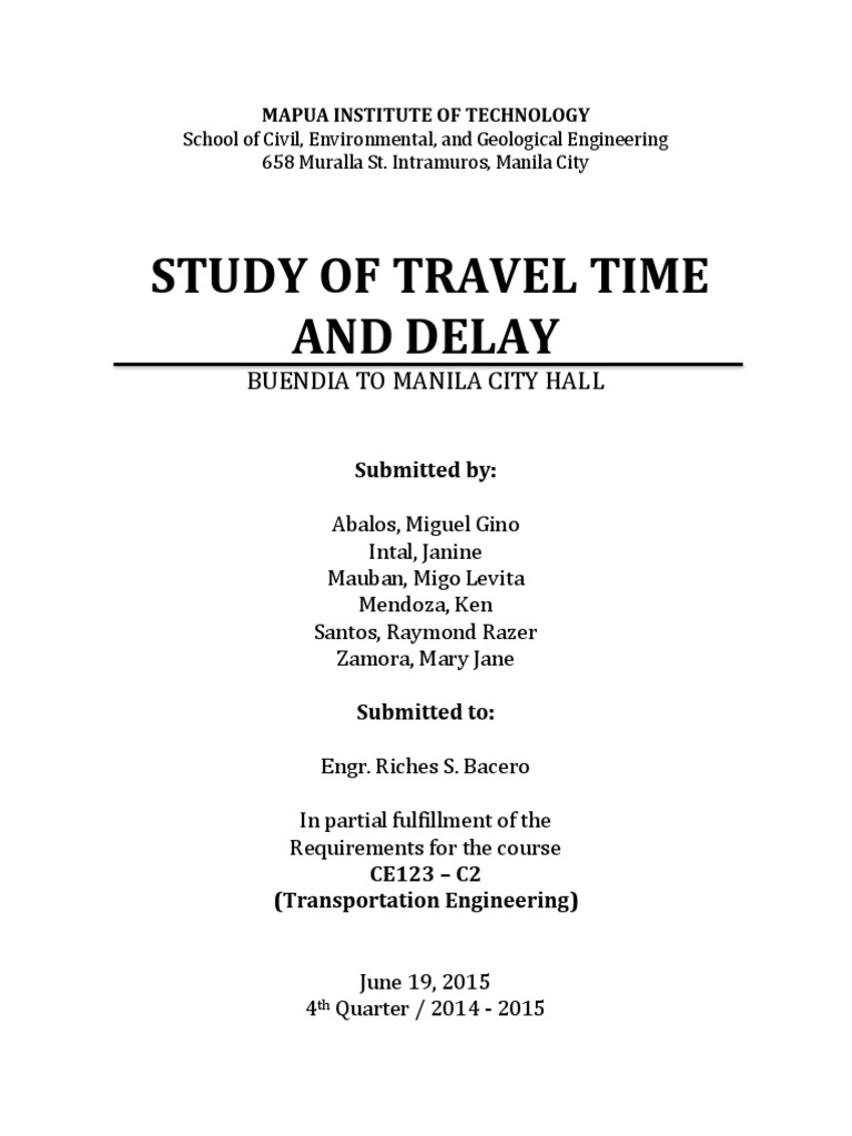 Study of Travel Time and Delay Buendia To Manila City Hall Download