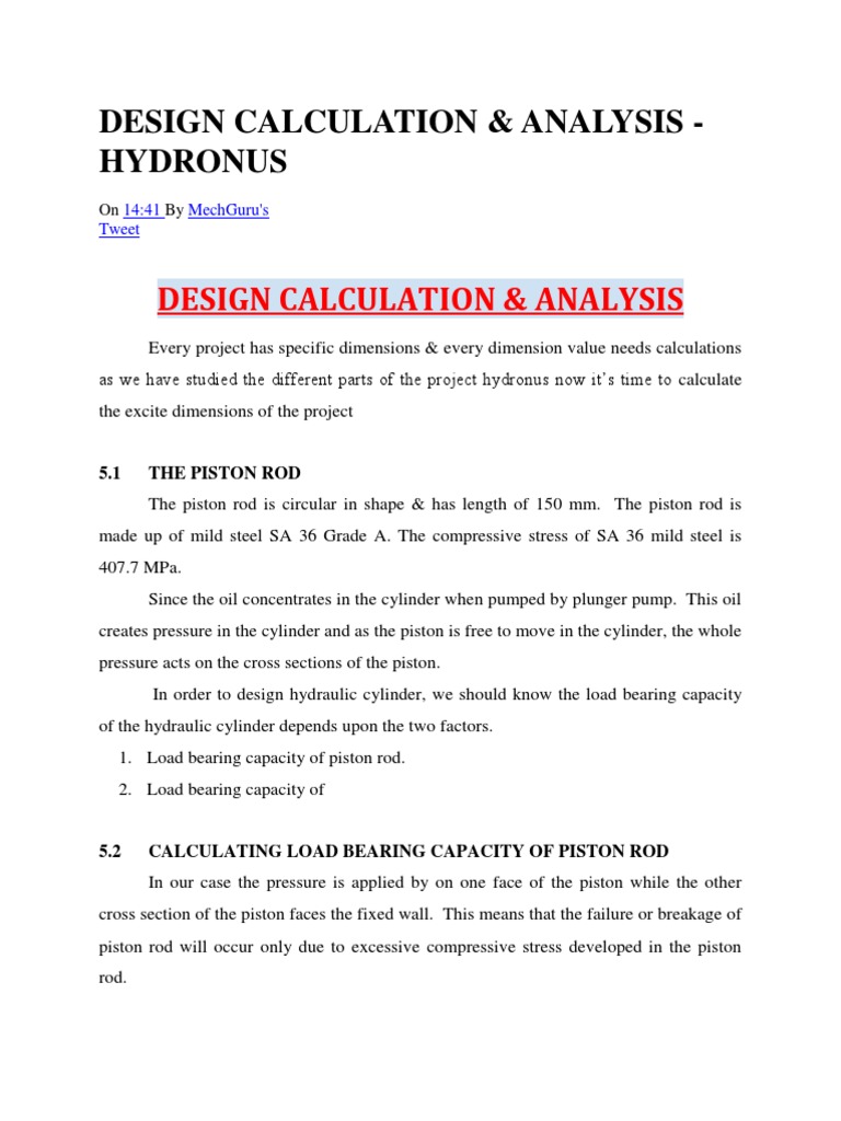 Design Calculation Hydraulic Jack Piston Mechanical