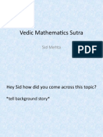 Vedic Mathematics Sutra: Sid Mehta