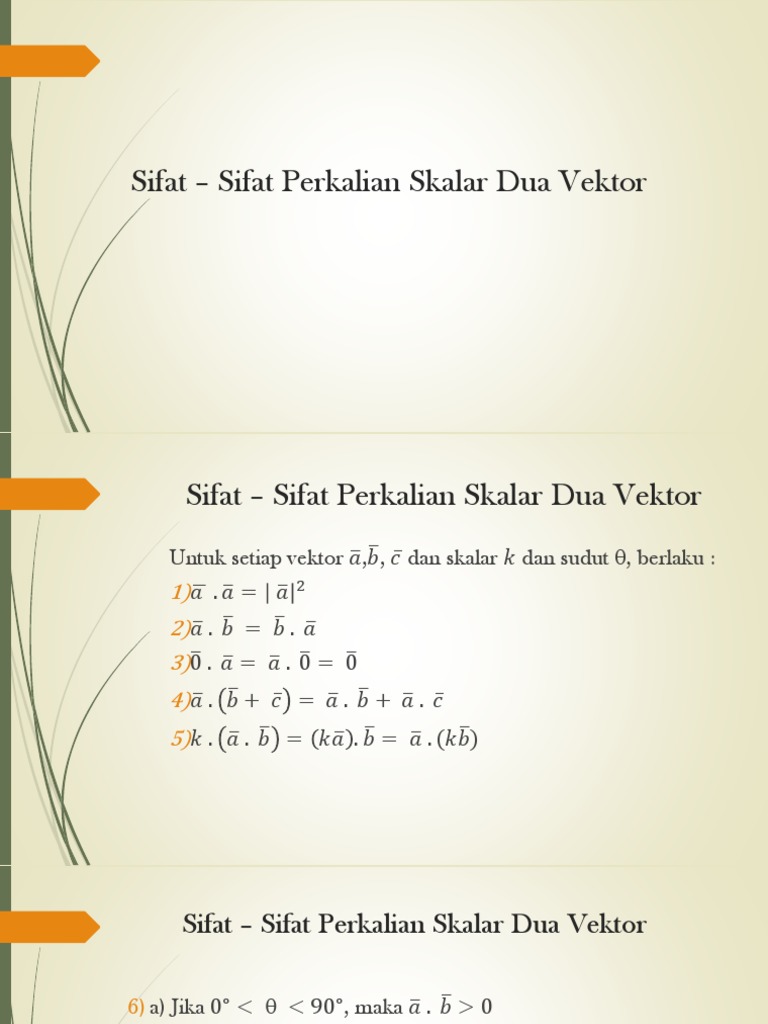 Sifat Sifat Perkalian Skalar Dua Vektor