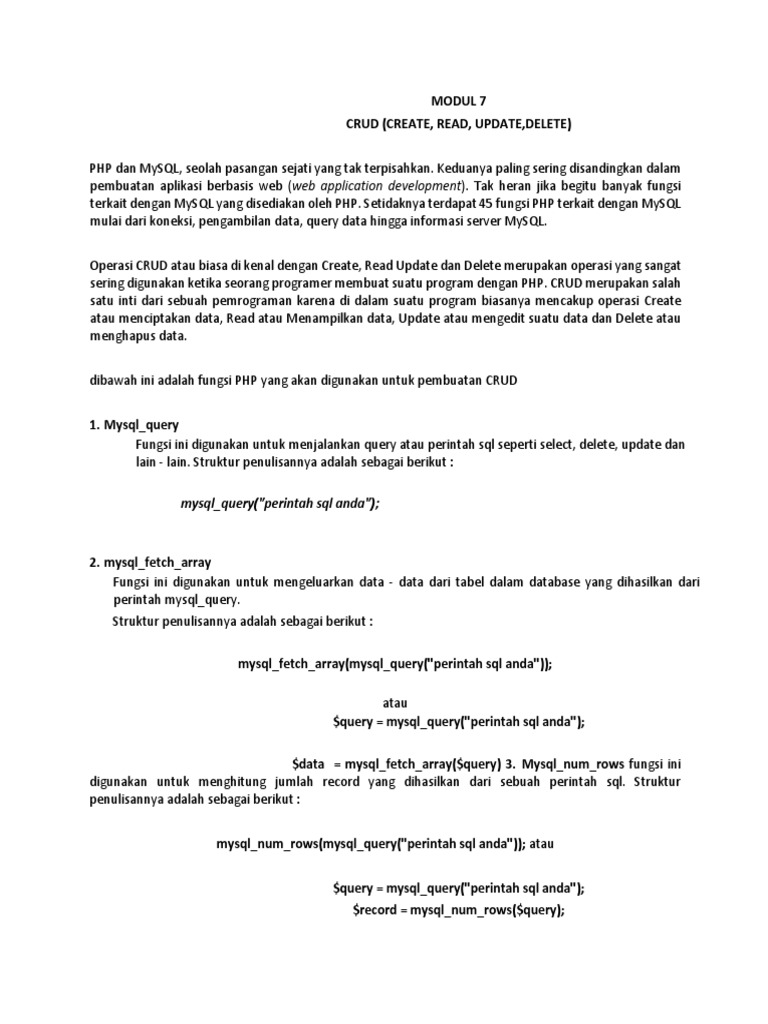 PHP MySQL CRUD: Panduan Lengkap | PDF