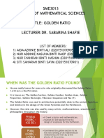 SME3013 (History of Mathematical Sciences Title: Golden Ratio Lecturer:Dr. Sabarina Shafie