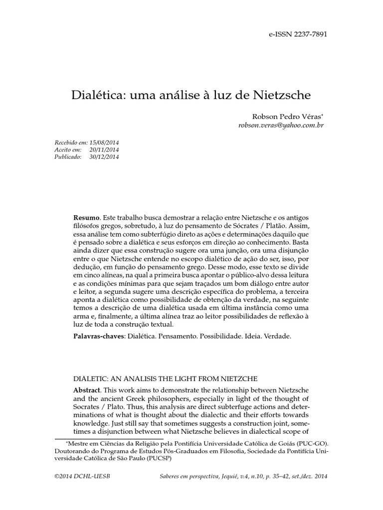 Nietzsche Contra A Dialética | PDF | Dialética | Sócrates