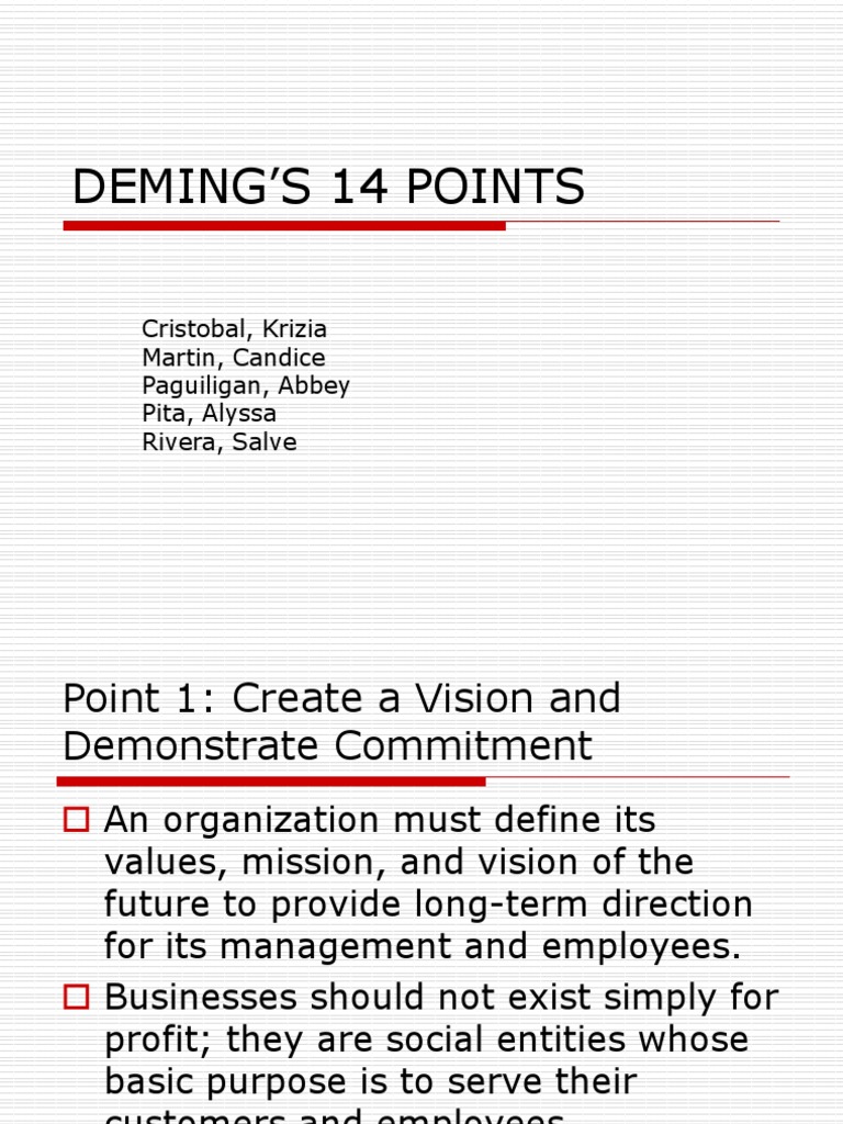 Deming's 14 Point PDF Supply Chain Management Goal