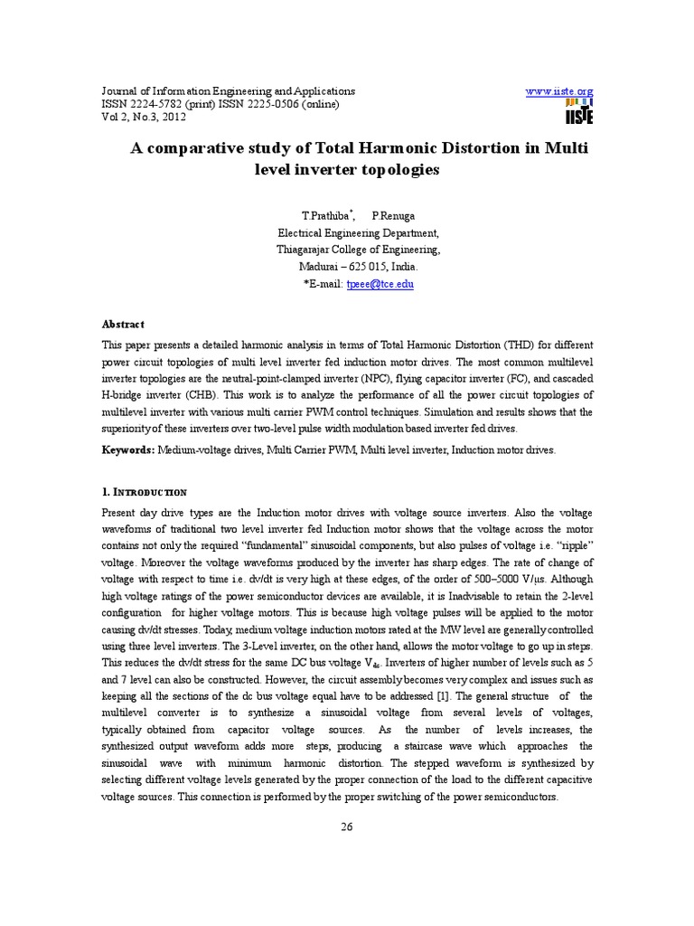A Comparative Study of Total Harmonic Distortion in Multi PDF | PDF ...