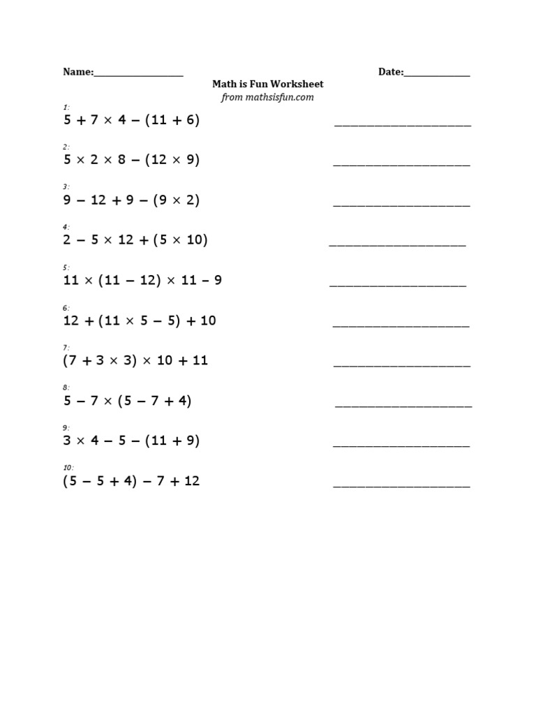 Order of Operations | PDF