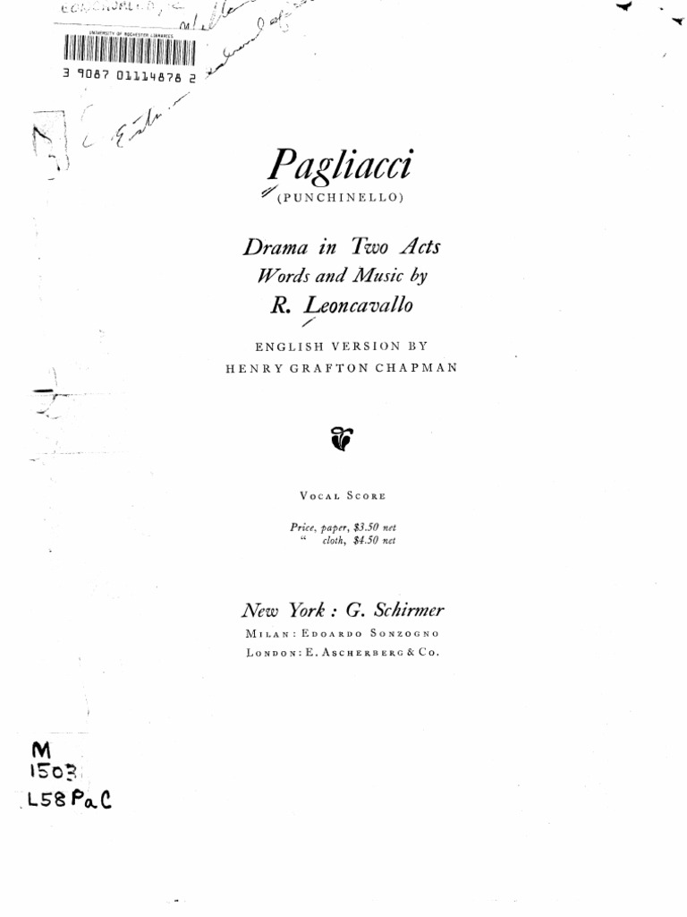 Pagliacci Vocal Score Pdf