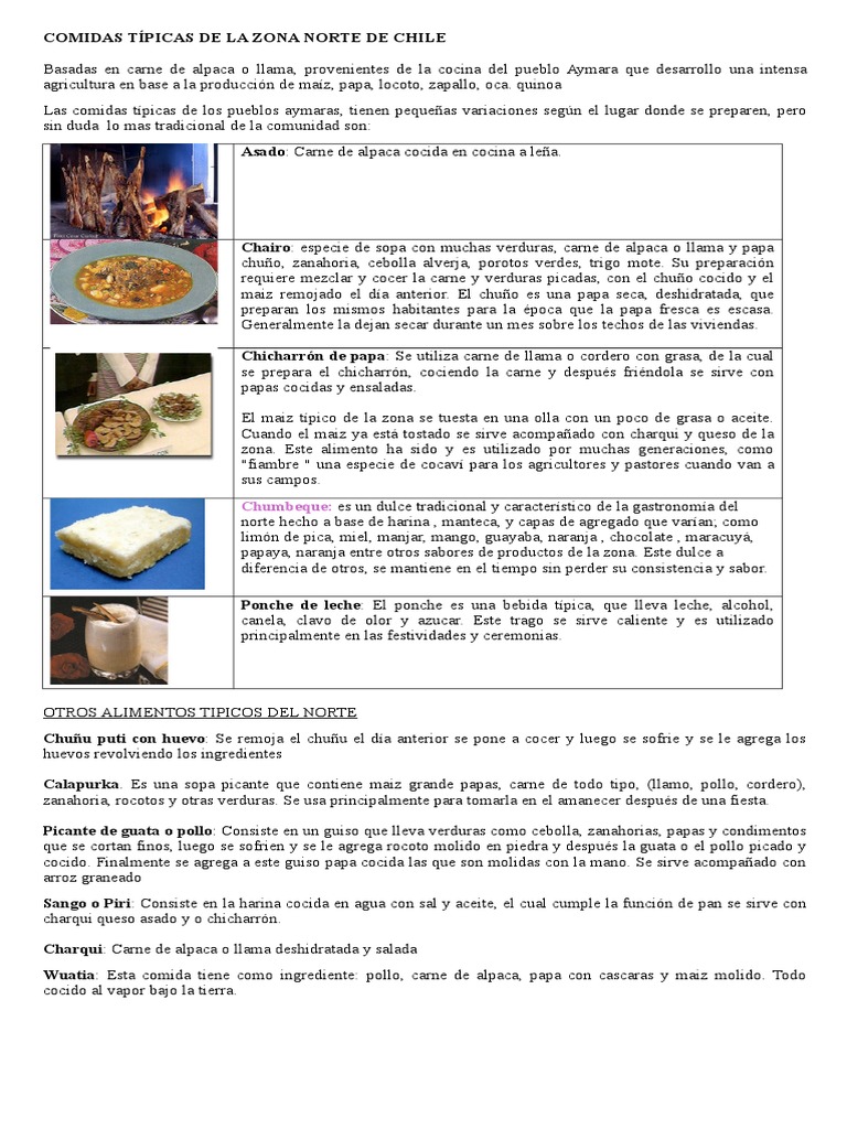 Comidas Típicas del Norte de Chile | PDF | Maíz | Cocinando