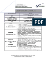 Cronograma de Atividades Da Disciplina: Período/Módulo Curso ANO Semestre Disciplina Professora