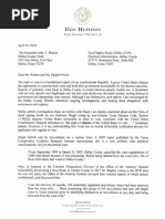 TX Senator Don Huffines Letter on Non Citizen Voter Registration 