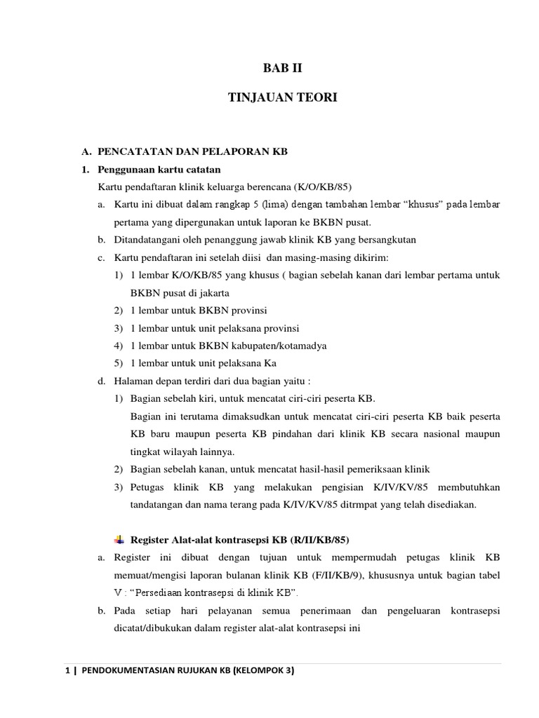 Pendokumentasian Pelayanan Kb