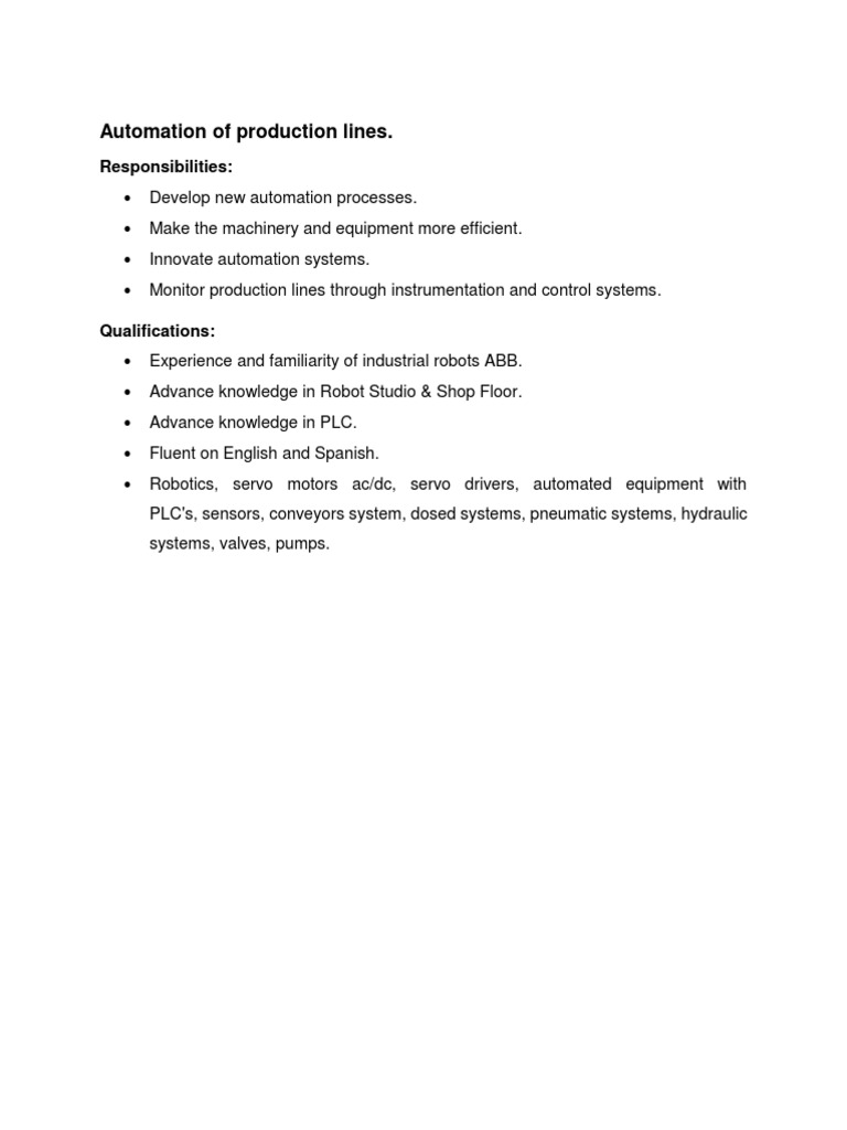 Automation Engineer Role | PDF | Technology & Engineering