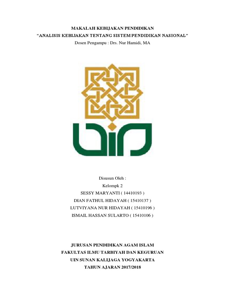 Cover Makalah Kebijakan Pendidikan Docx