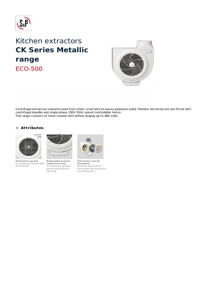 CK Series Kitchen Extractors Overview | PDF