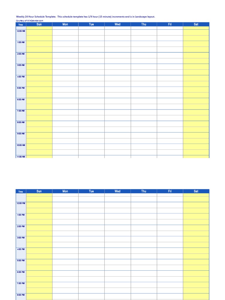 Schedule Weekly Landscape 24 Hours