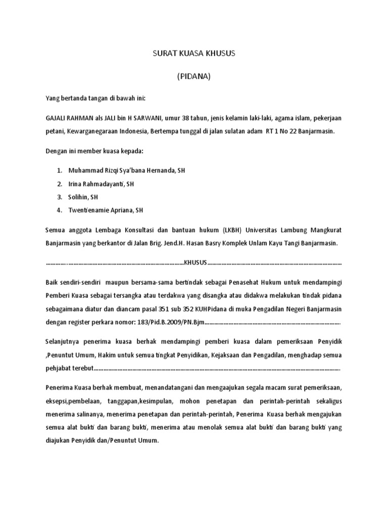 Surat Kuasa Khusus