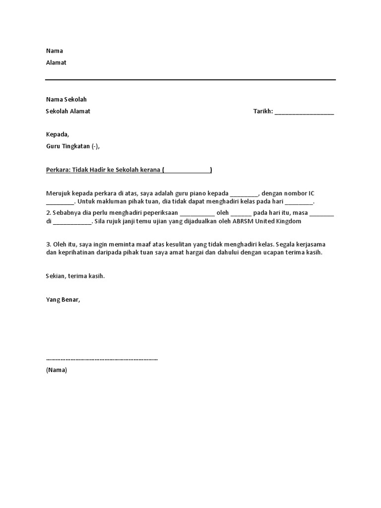 Absent Letter Malay PDF