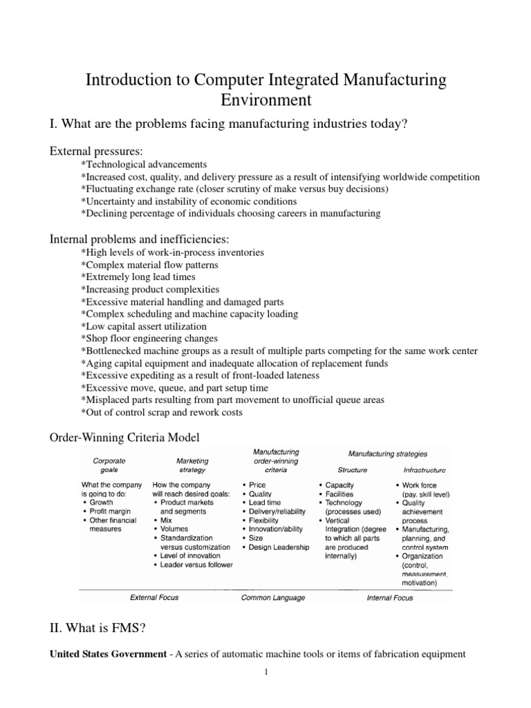 Challenges and Benefits of FMS in Manufacturing | PDF | Automation ...