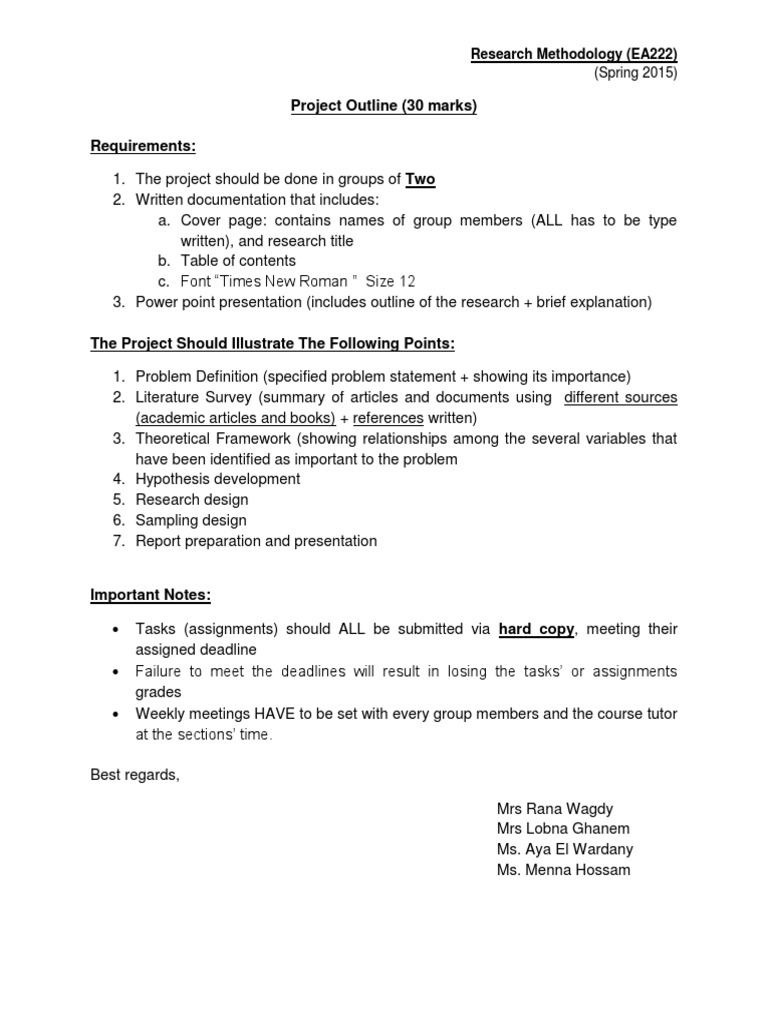 Project Outline Guidelines for EA222 | PDF