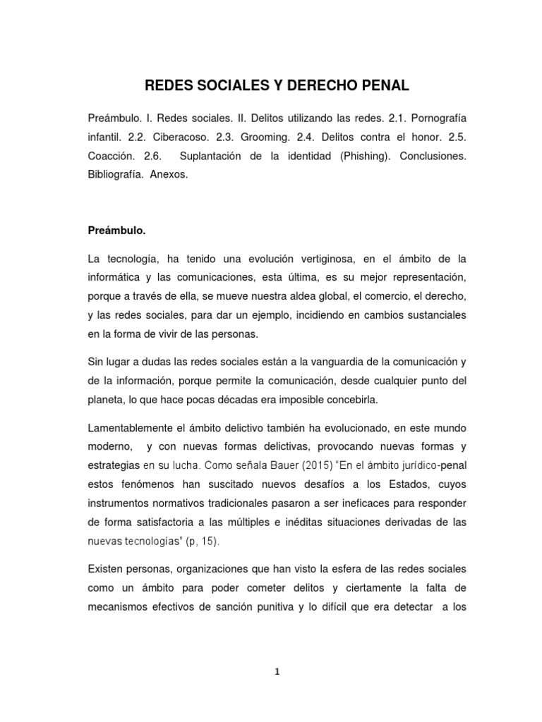 Delitos en Redes Sociales y Derecho Penal | PDF | Derecho penal ...