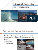Use of Geothermal Energy For: Power Generation