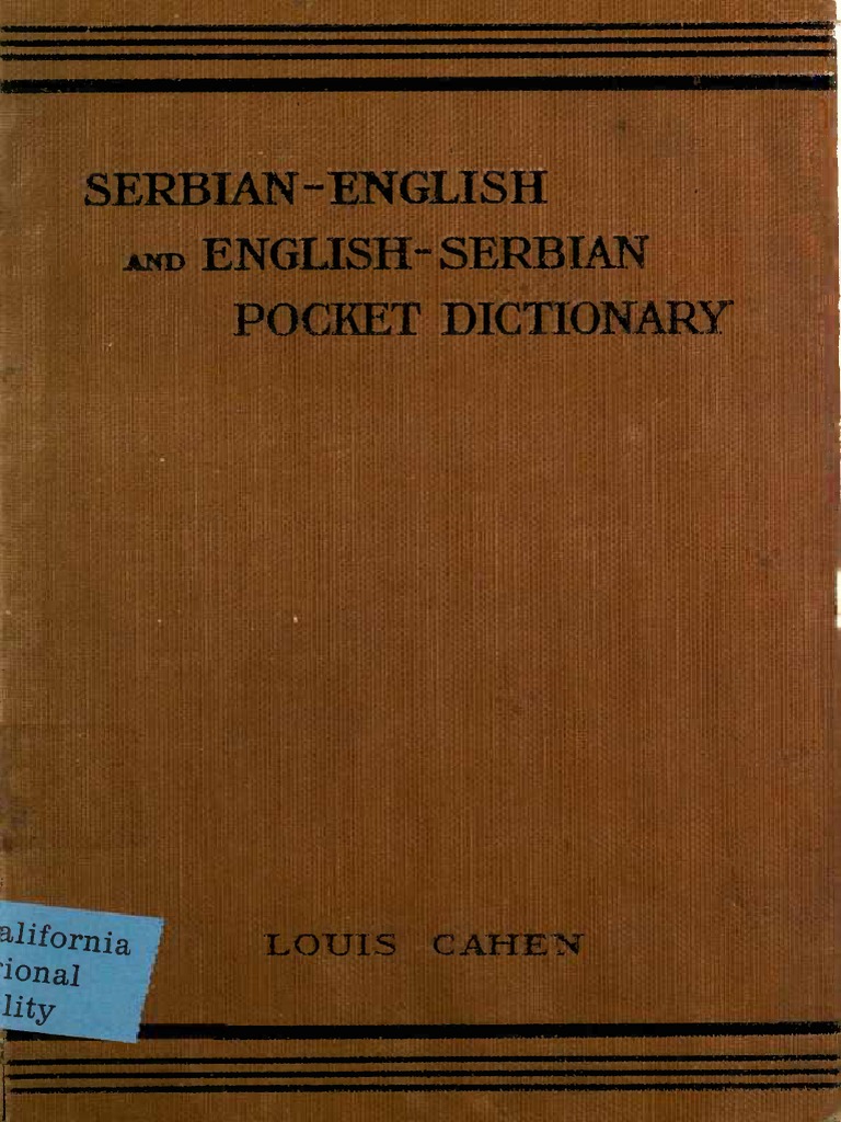 Cahen Louis.serbianEnglish and EnglishSerbian Pocket Dictionary PDF Slavs Europe Travel