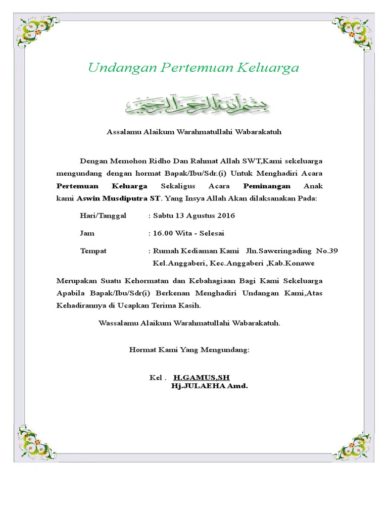 Undangan Pertemuan Keluarga Undangan Pertemuan Keluarga