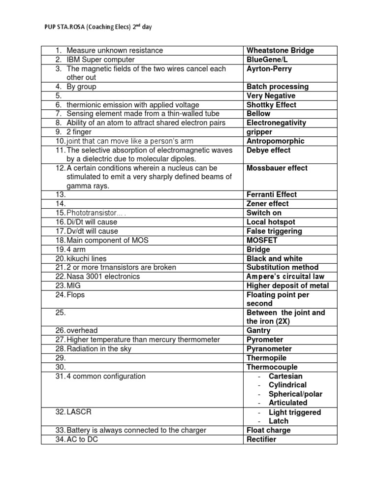 PUP STA - ROSA (Coaching Elecs) 2 Day | PDF | Voltage | Electromagnetic ...