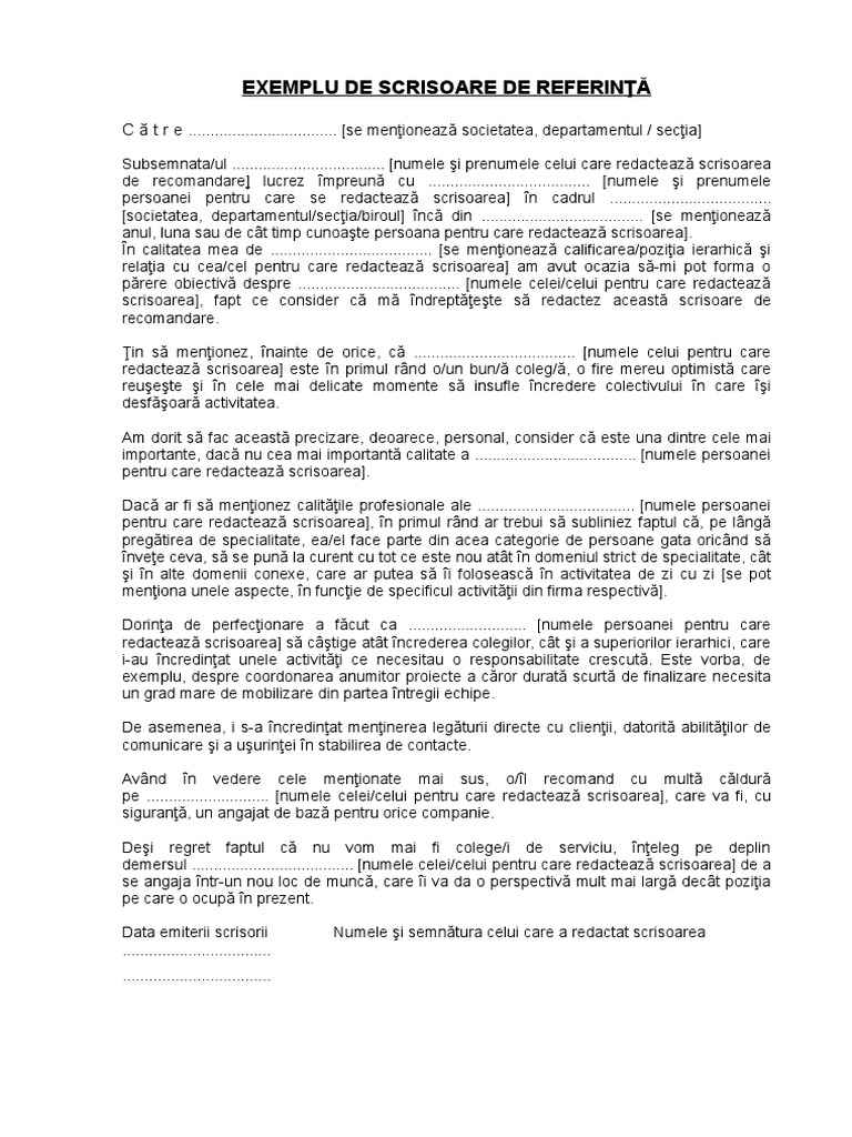 108MFV Exemplu de Scrisoare de Referinta