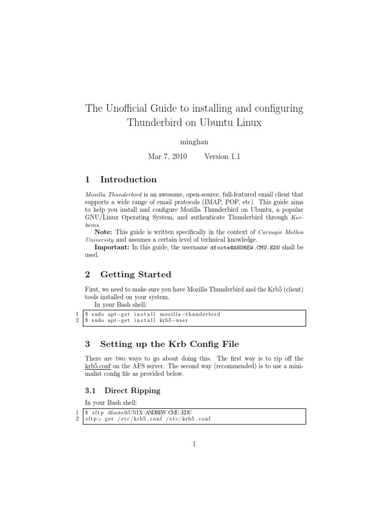 Install Thunderbird on Ubuntu Guide | PDF | Linux | Internet Standards