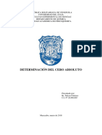 Informe de Laboratorio Fisicoquímica. Determinación Del Cero Absoluto