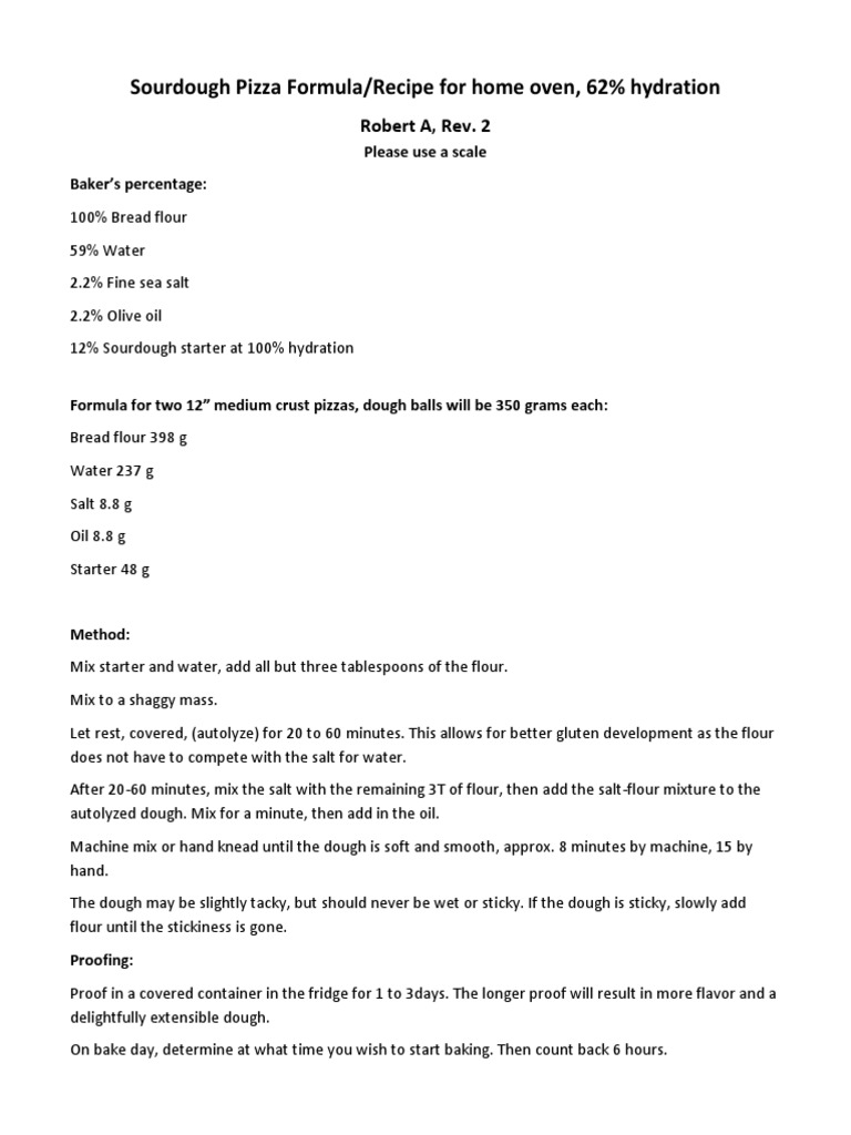 Sourdough Pizza Formula PDF