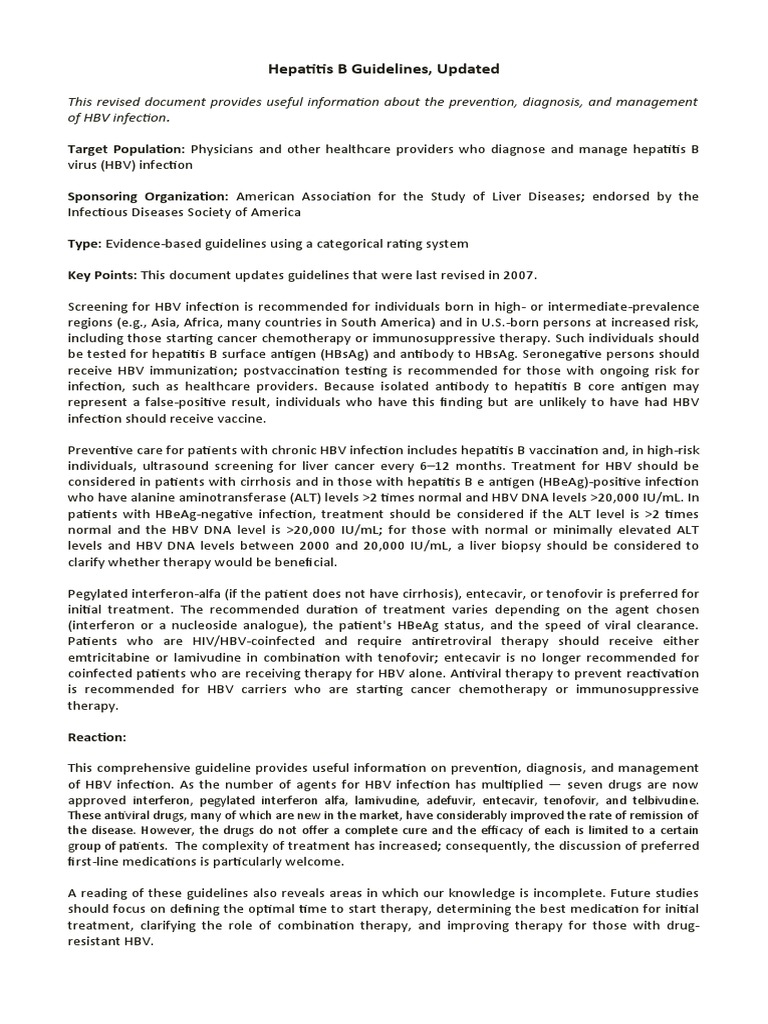 Updated Hepatitis B Management Guidelines | PDF | Hepatitis B | Hepatitis